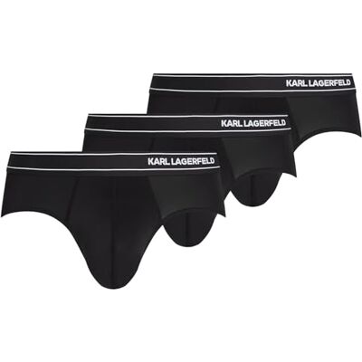 KARL LAGERFELD B.V Lot de 3 slips avec logo à rayures, Noir, M KARL LAGERFELD B.V Lot de 3 slips avec logo à rayures, Noir, M