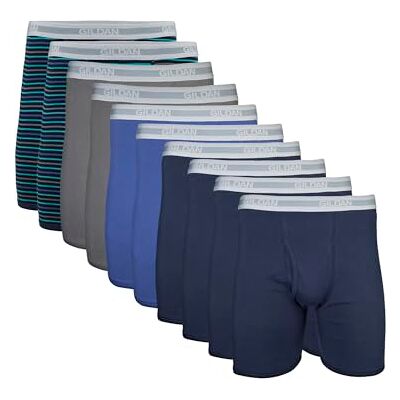 Gildan Lot de 10 boxers rétro pour homme, Bleu marine mixte (lot de 10, longueur classique), XL Gildan Lot de 10 boxers rétro pour homme, Bleu marine mixte (lot de 10, longueur classique), XL