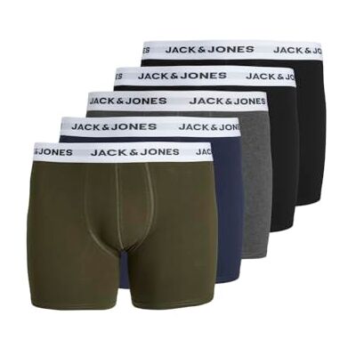 JACK&JONES PLUS JACBASIC White WB Trunks Lot de 5 boxers Noos PLS, Forest Night/pack : bleu marine, Dgm, noir, noir, XXL JACK&JONES PLUS JACBASIC White WB Trunks Lot de 5 boxers Noos PLS, Forest Night/pack : bleu marine, Dgm, noir, noir, XXL