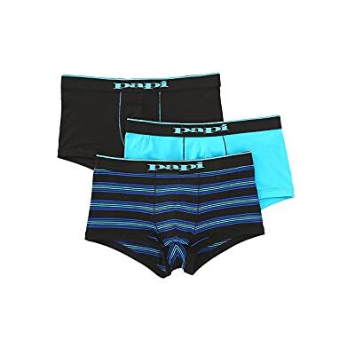 Papi Men's 3-Pack Stripe/Solid Brazilian Trunk, Black/Turquoise, X-Large Papi Men's 3-Pack Stripe/Solid Brazilian Trunk, Black/Turquoise, X-Large
