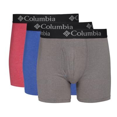 Columbia Men's Performance Cotton Stretch Boxer Briefs 3 Pack, Red/Blue/Grey, X-LARGE Columbia Men's Performance Cotton Stretch Boxer Briefs 3 Pack, Red/Blue/Grey, X-LARGE