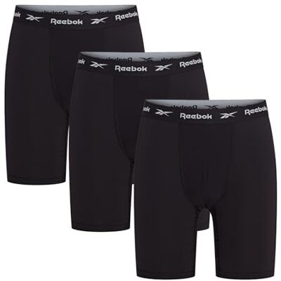 Reebok Lot De 3 Caleçons De Sport Respirants Pour Homme Avec Taille Élastique De Marque, Noir, Blanc, Gris Chiné, Noir, L Reebok Lot De 3 Caleçons De Sport Respirants Pour Homme Avec Taille Élastique De Marque, Noir, Blanc, Gris Chiné, Noir, L