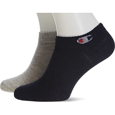 Champion Mixte Protège-Bas & Socquettes Core 6pp Quarter, Gris Chiné Clair, Blanc, Noir, 39-42 Champion Mixte Protège-Bas & Socquettes Core 6pp Quarter, Gris Chiné Clair, Blanc, Noir, 39-42