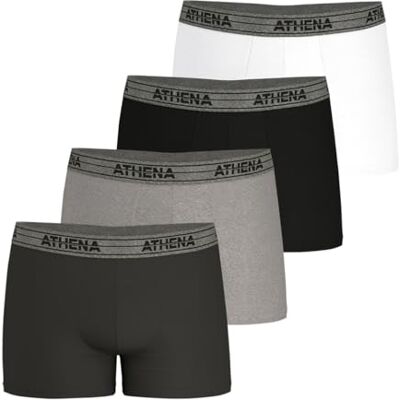 Athena Boxer (Lot de 4) Homme, Anthracite/Gris Chine/Noir/Blanc, L Athena Boxer (Lot de 4) Homme, Anthracite/Gris Chine/Noir/Blanc, L
