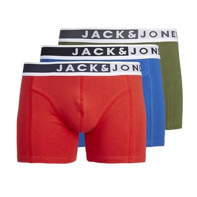JACK & JONES Lot de 3 boxers pour homme, Aurora Red/pack : cypress – True Blue, M JACK & JONES Lot de 3 boxers pour homme, Aurora Red/pack : cypress – True Blue, M