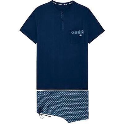 HOM Pyjama Court Cairo, Haut: Marine Uni, Bas: Imprimé Fines Feuilles Bleues sur Fond Marine, S, Haut: Marine Uni, Bas: Imprimé Fines Feuilles Bleues Sur Fond Marine, S HOM Pyjama Court Cairo, Haut: Marine Uni, Bas: Imprimé Fines Feuilles Bleues sur Fond Marine, S, Haut: Marine Uni, Bas: Imprimé Fines Feuilles Bleues Sur Fond Marine, S