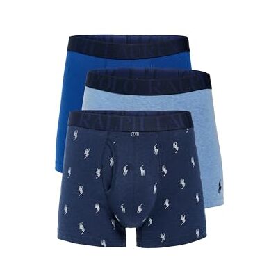POLO RALPH LAUREN Men's Stretch Classic Fit Boxer Briefs, Trunks & Long Leg Available, 3-Pack, Royal Heather/Blue Heather White/Blue-3 Pack, Large POLO RALPH LAUREN Men's Stretch Classic Fit Boxer Briefs, Trunks & Long Leg Available, 3-Pack, Royal Heather/Blue Heather White/Blue-3 Pack, Large