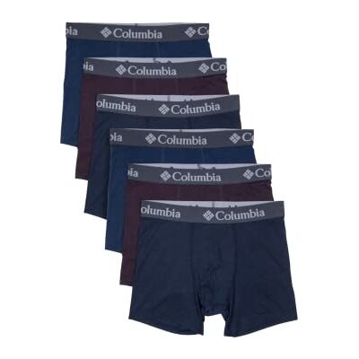 Columbia Men's 6 Pack Performance Boxer Brief, Dark Mountain Grey/Dark Cherry/Navy, X-Large Columbia Men's 6 Pack Performance Boxer Brief, Dark Mountain Grey/Dark Cherry/Navy, X-Large
