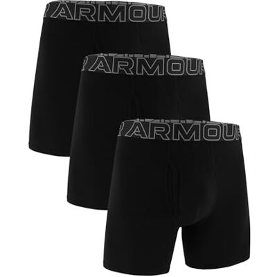 Under Armour Performance Cotton Boxer Solid 6in 3-Pack, Black Solid Core, 5XL Under Armour Performance Cotton Boxer Solid 6in 3-Pack, Black Solid Core, 5XL