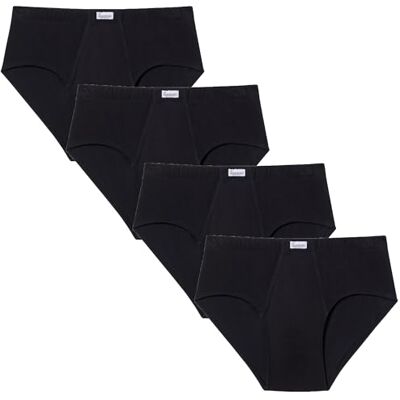 Abanderado Lot de 4 slips ouverts essentiels 100% coton pour homme, Noir, 12 Abanderado Lot de 4 slips ouverts essentiels 100% coton pour homme, Noir, 12