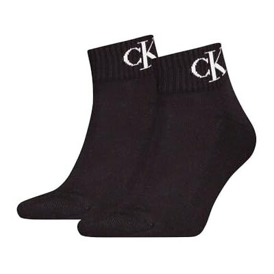 Calvin Organic Cotton Monogram Quarter Lot de 2 paires de chaussettes pour homme, noir, 43-46 (Pack de 2) Calvin Organic Cotton Monogram Quarter Lot de 2 paires de chaussettes pour homme, noir, 43-46 (Pack de 2)