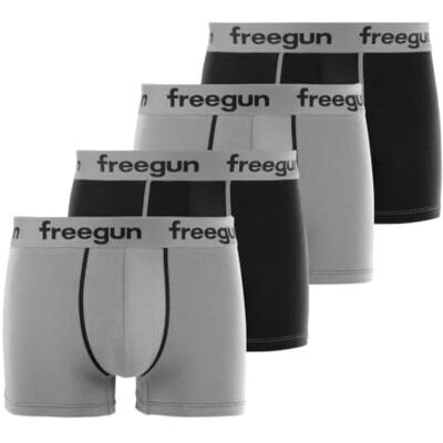 FREEGUN Caleçon Boxer Homme Coton, Lot de 4, Gris P2 (L) FREEGUN Caleçon Boxer Homme Coton, Lot de 4, Gris P2 (L)