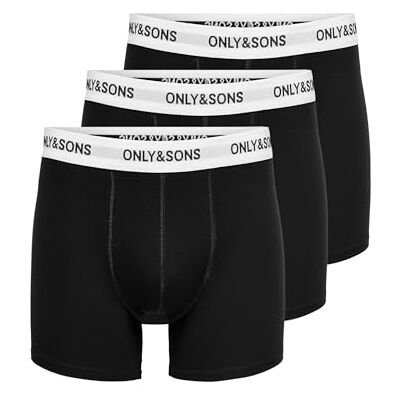 Only & Sons Boxer pour homme, Black/Detail:white Waist Black Logo, L Only & Sons Boxer pour homme, Black/Detail:white Waist Black Logo, L