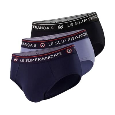 Le Slip Français Lot de 3 Slips, Bleu Marine Bleu Noir, Taille unique Le Slip Français Lot de 3 Slips, Bleu Marine Bleu Noir, Taille unique