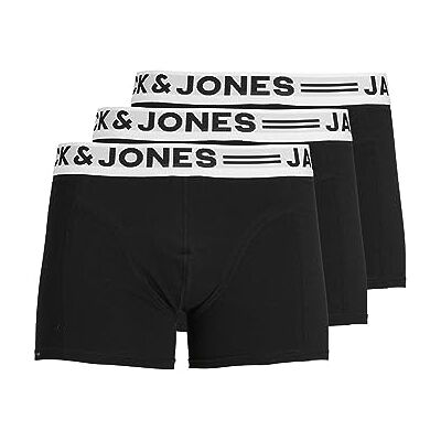 JACK & JONES Homme Boxer Sense Trunks 3-pack, noir/blanc, S JACK & JONES Homme Boxer Sense Trunks 3-pack, noir/blanc, S