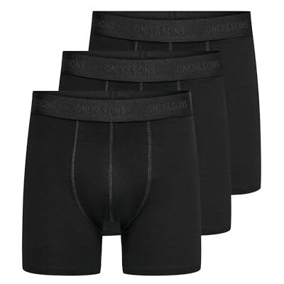 Only & Sons Boxer pour homme, Noir/détails : taille noire et logo noir, S Only & Sons Boxer pour homme, Noir/détails : taille noire et logo noir, S