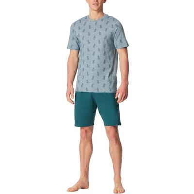 Schiesser Pyjama court à col rond pour homme Ensemble de nuit, Vert 2, 50 Schiesser Pyjama court à col rond pour homme Ensemble de nuit, Vert 2, 50