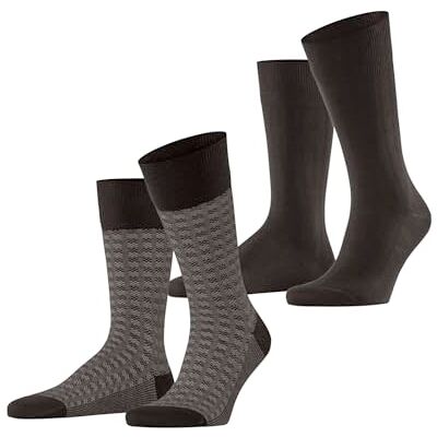 ESPRIT Houndstooth Multipack M So coton fantaisie 2 paires, Chaussettes Homme, Marron Dark Brown 5233, 39-42 ESPRIT Houndstooth Multipack M So coton fantaisie 2 paires, Chaussettes Homme, Marron Dark Brown 5233, 39-42