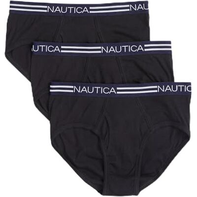Nautica Men's 3-pack Cotton Fly-front Brief, Black, Small Nautica Men's 3-pack Cotton Fly-front Brief, Black, Small