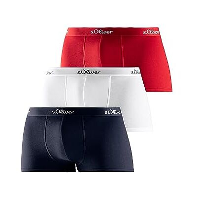 s.Oliver RED LABEL Bodywear LM Lot de 3 boxers Hipster Basic pour homme, rouge, bleu, blanc, convient, Rouge/bleu/blanc., M s.Oliver RED LABEL Bodywear LM Lot de 3 boxers Hipster Basic pour homme, rouge, bleu, blanc, convient, Rouge/bleu/blanc., M