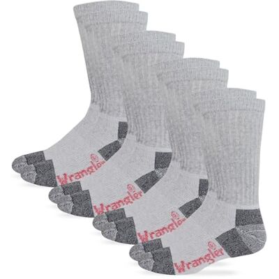 Wrangler Riggs Lot de 4 paires de chaussettes matelassées en coton pour homme Noir Taille L, gris, Large Wrangler Riggs Lot de 4 paires de chaussettes matelassées en coton pour homme Noir Taille L, gris, Large