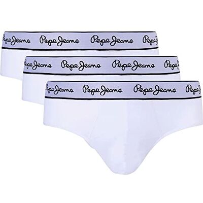 Pepe Jeans Slip (pack de 3) Homme, Blanc (White), L Pepe Jeans Slip (pack de 3) Homme, Blanc (White), L