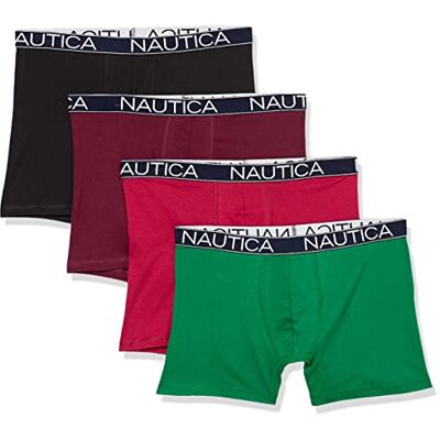 Nautica Men's Cotton Stretch 4 Pack Boxer Brief, Black/Tawny Port Red/Green, Large, Noir/Port/ Rouge/Vert, L Nautica Men's Cotton Stretch 4 Pack Boxer Brief, Black/Tawny Port Red/Green, Large, Noir/Port/ Rouge/Vert, L