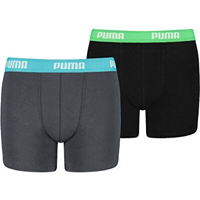 PUMA Boxer Garçon (lot de 2), Encre de Chine/turquoise, 146-152 PUMA Boxer Garçon (lot de 2), Encre de Chine/turquoise, 146-152