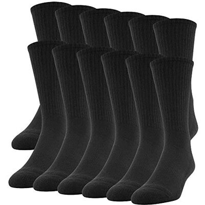 Gildan Lot de 12 paires de chaussettes pour homme Performance Crew, Noir, L Gildan Lot de 12 paires de chaussettes pour homme Performance Crew, Noir, L