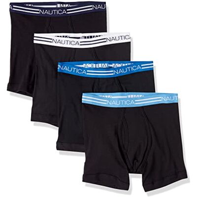 Nautica Men's Classic Cotton 4-Pack Boxer Briefs Black Nautica Men's Classic Cotton 4-Pack Boxer Briefs Black