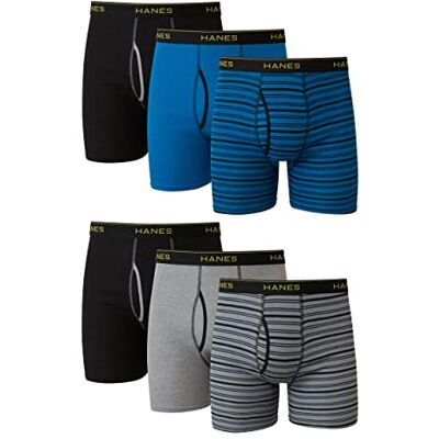 Hanes Cool Dri Boxer en Coton Anti-remontée pour Homme Boxeur ajusté, Transparent (Lot de 6), Lot de 6 Rayures Assorties, L Hanes Cool Dri Boxer en Coton Anti-remontée pour Homme Boxeur ajusté, Transparent (Lot de 6), Lot de 6 Rayures Assorties, L