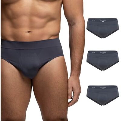 POMPEA Lot de 3 paires de culottes pour homme en microfibre douce, sans coutures élastiques, Basic Gris, L-XL POMPEA Lot de 3 paires de culottes pour homme en microfibre douce, sans coutures élastiques, Basic Gris, L-XL