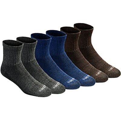Dickies Men's Dri-Tech Moisture Control Quarter Socks (6, 12, 18 Pairs), Grey/Blue/Brown (6 Pairs), XX-Large Dickies Men's Dri-Tech Moisture Control Quarter Socks (6, 12, 18 Pairs), Grey/Blue/Brown (6 Pairs), XX-Large