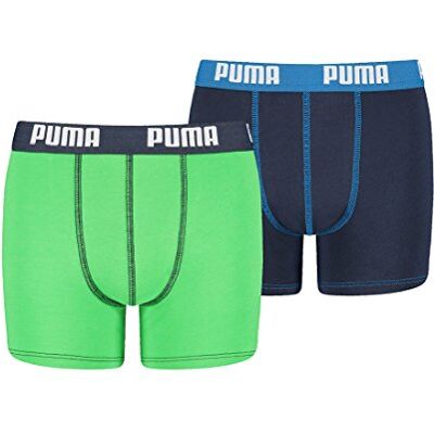 PUMA Boxer Garçon (lot de 2), Vert/bleu, 146-152 PUMA Boxer Garçon (lot de 2), Vert/bleu, 146-152