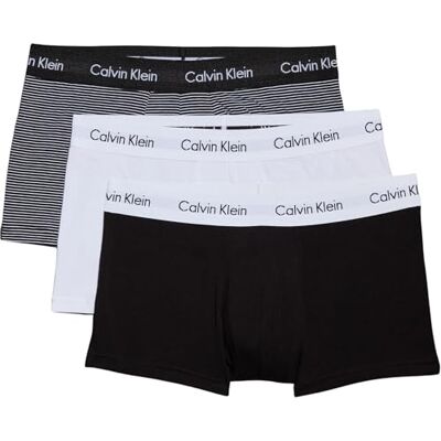 Calvin Lot de 3 boxers taille basse pour homme, Multicolore (blanc/rayures B&W/Black), L Calvin Lot de 3 boxers taille basse pour homme, Multicolore (blanc/rayures B&W/Black), L