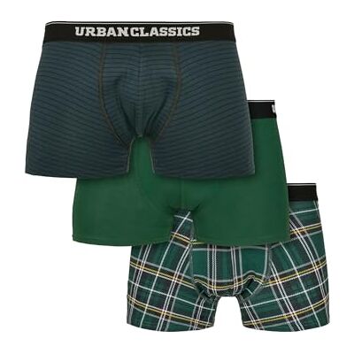 Urban Classics Lot de 3 boxers pour homme, Plaidaop Dgrn + vert btl/bleu + vert, S Urban Classics Lot de 3 boxers pour homme, Plaidaop Dgrn + vert btl/bleu + vert, S