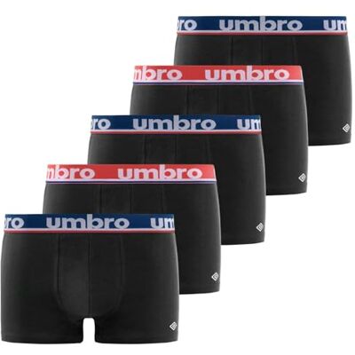 Umbro Caleçon Boxer Homme 100% Coton, Lot de 5, Noir CLA8 (S) Umbro Caleçon Boxer Homme 100% Coton, Lot de 5, Noir CLA8 (S)