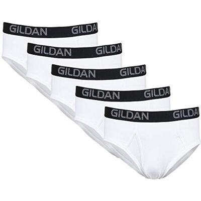 Gildan Lot de 5 slips en coton stretch pour homme, Blanc arctique (lot de 5), S Gildan Lot de 5 slips en coton stretch pour homme, Blanc arctique (lot de 5), S