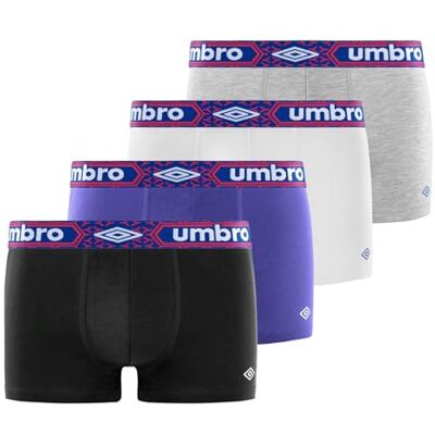 Umbro Caleçon Boxer Homme Coton, Lot de 4, Noir AS6 (L) Umbro Caleçon Boxer Homme Coton, Lot de 4, Noir AS6 (L)
