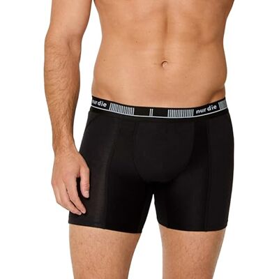 Nur Die Boxer long Cotton Active pour homme en coton respirant et flexible sans ceinture élastique coupée (Taille M à XXL), Noir, M Nur Die Boxer long Cotton Active pour homme en coton respirant et flexible sans ceinture élastique coupée (Taille M à XXL), Noir, M