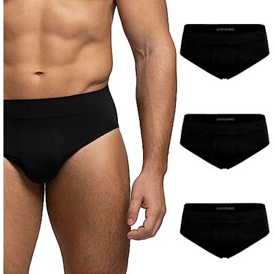 POMPEA Slip U Seamless Culotte Homme (Pack de 3), Noir, L-XL POMPEA Slip U Seamless Culotte Homme (Pack de 3), Noir, L-XL