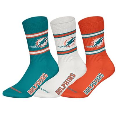 NFL MIAMI DOLPHINS 3-teilige Rundhalssocken TEL/WHT/ORG 39/42 NFL MIAMI DOLPHINS 3-teilige Rundhalssocken TEL/WHT/ORG 39/42