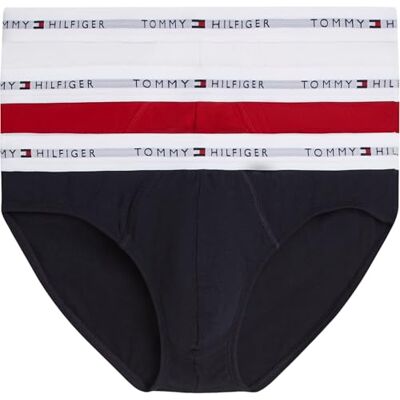 Tommy Hilfiger Slip 3P pour homme UM0UM03875, rouge (Th Wht/Med Red/Dsrt Sky), L Tommy Hilfiger Slip 3P pour homme UM0UM03875, rouge (Th Wht/Med Red/Dsrt Sky), L