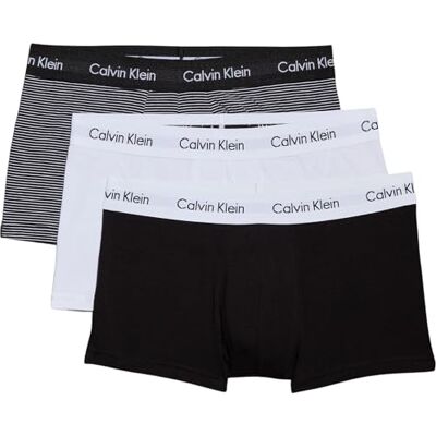 Calvin Caleçon (Lot de 3) Homme, Multicolour (White/B&w Stripe/Black), S Calvin Caleçon (Lot de 3) Homme, Multicolour (White/B&w Stripe/Black), S