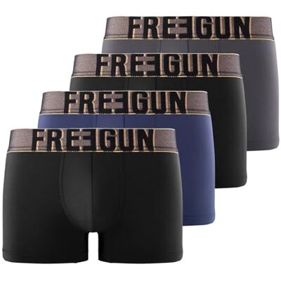 FREEGUN Caleçon Boxer Homme Sport, Lot de 4, Noir KA (S) FREEGUN Caleçon Boxer Homme Sport, Lot de 4, Noir KA (S)
