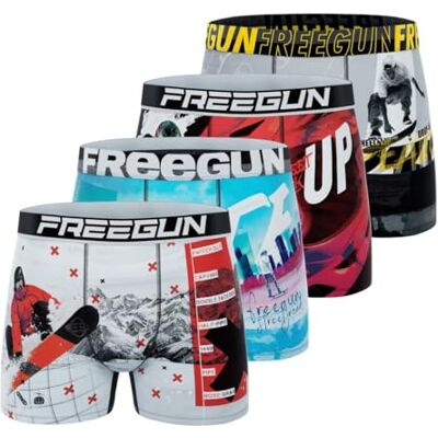 FREEGUN Caleçon Boxer Homme Sport, Lot de 4, Bleu A84 (L) FREEGUN Caleçon Boxer Homme Sport, Lot de 4, Bleu A84 (L)