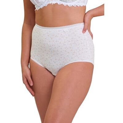 SANS COMPLEXE Lot de 2 slips classiques en coton B-blanc, Blanc + imprimé floral, 46 SANS COMPLEXE Lot de 2 slips classiques en coton B-blanc, Blanc + imprimé floral, 46
