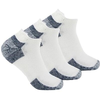 Thorlos J Max Cushion Running Rolltop Chaussettes, Blanc/bleu marine (lot de 3), Large Thorlos J Max Cushion Running Rolltop Chaussettes, Blanc/bleu marine (lot de 3), Large