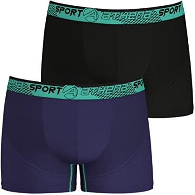 Athena Lot de 2 Boxers Homme Running Séchage Rapide, Thermorégulation par Microfibre Cool Best Coupe Ergonomique Anti-Frottement, Doublure à l'Avant Marine-Noir, 3 (M) Athena Lot de 2 Boxers Homme Running Séchage Rapide, Thermorégulation par Microfibre Cool Best Coupe Ergonomique Anti-Frottement, Doublure à l'Avant Marine-Noir, 3 (M)