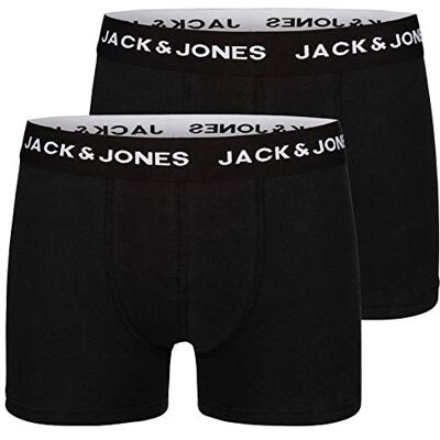 JACK & JONES JACJON Trunks 2 Pack Noos Caleon Boxeur homme, Noir/Détails : Noir., S JACK & JONES JACJON Trunks 2 Pack Noos Caleon Boxeur homme, Noir/Détails : Noir., S